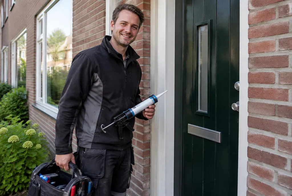 Vakman van Kitbedrijf Den Haag bij de voordeur van een woning